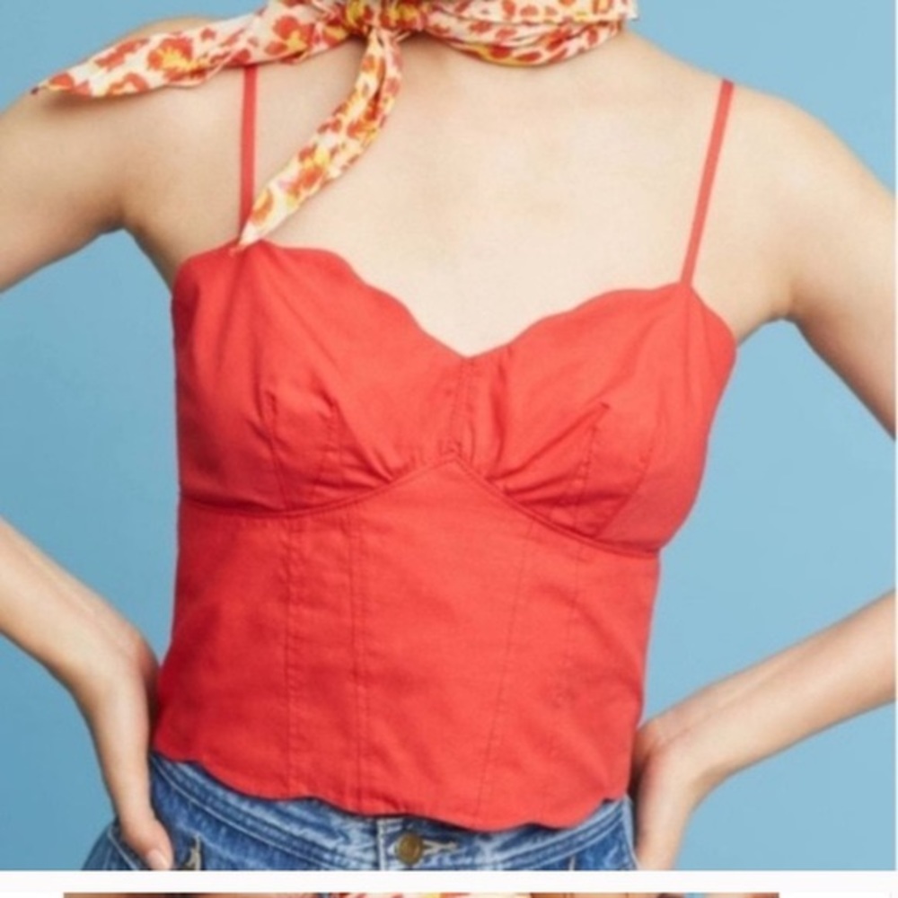 ❤️SOLD❤️Anthropologie Maeve Women's Red Scallop